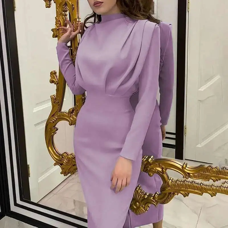 Solena Elegante Turtleneck Bodycon Jurk Herfst Winter