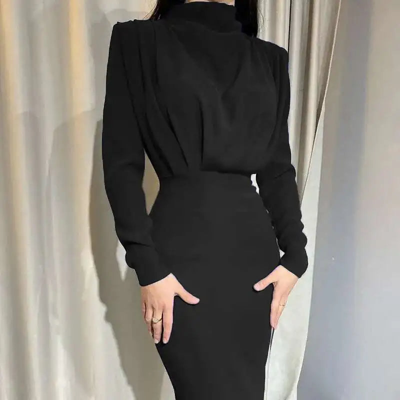 Solena Elegante Turtleneck Bodycon Jurk Herfst Winter