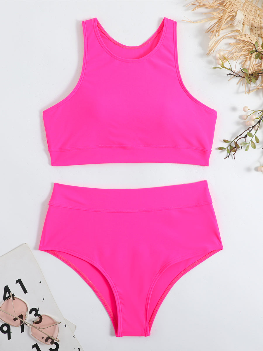 Sportieve High-Waist Bikini met Racerback Design