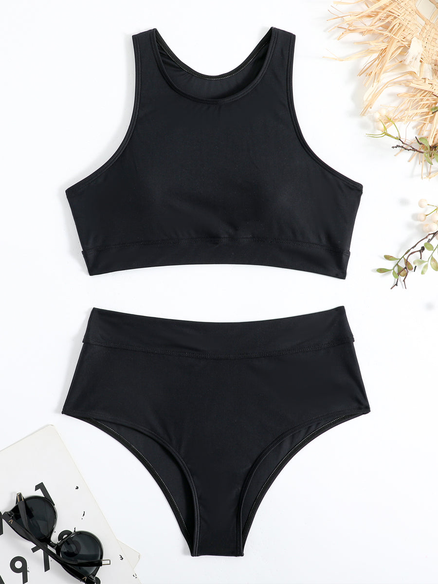 Sportieve High-Waist Bikini met Racerback Design