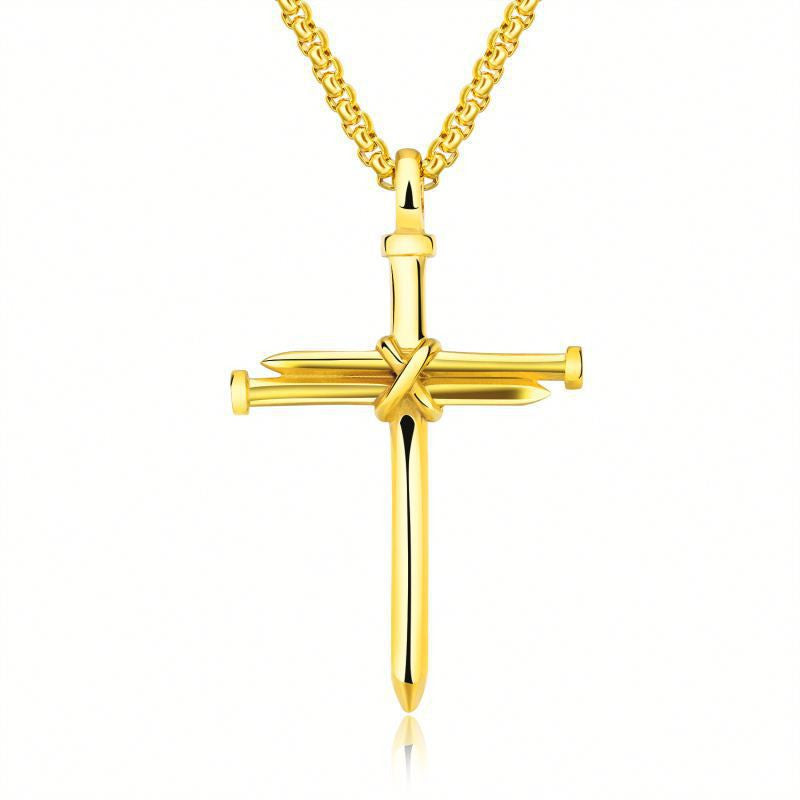 Stalen Kruis Ketting met Spijker Design
