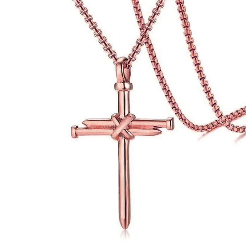 Stalen Kruis Ketting met Spijker Design