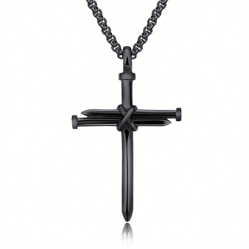 Stalen Kruis Ketting met Spijker Design