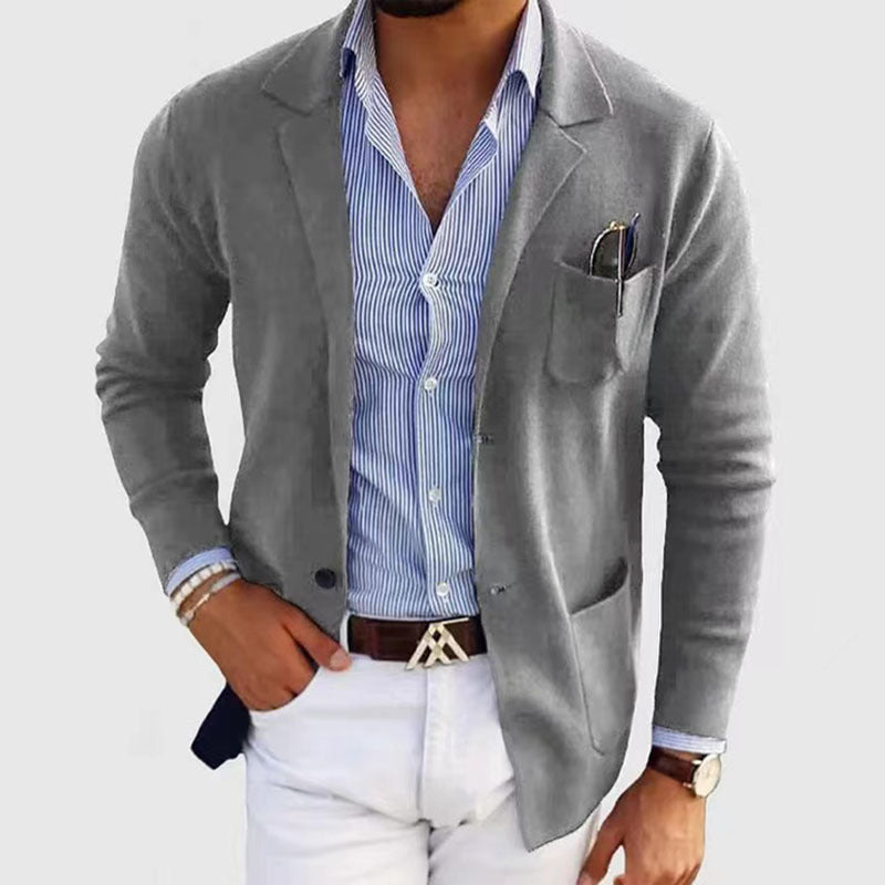 Stijlvolle Herenblazer met Moderne Klepzakken
