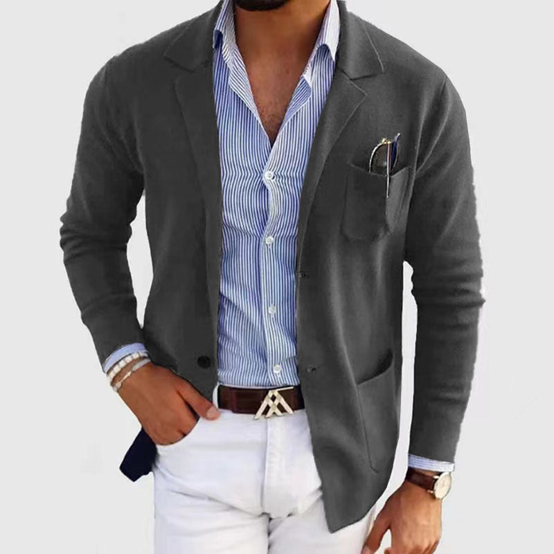 Stijlvolle Herenblazer met Moderne Klepzakken