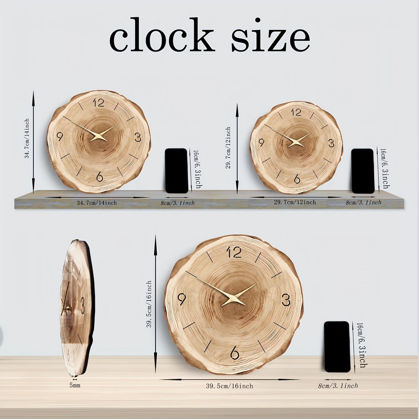 Stille Houten Wandklok Dandy - Realistische Textuur