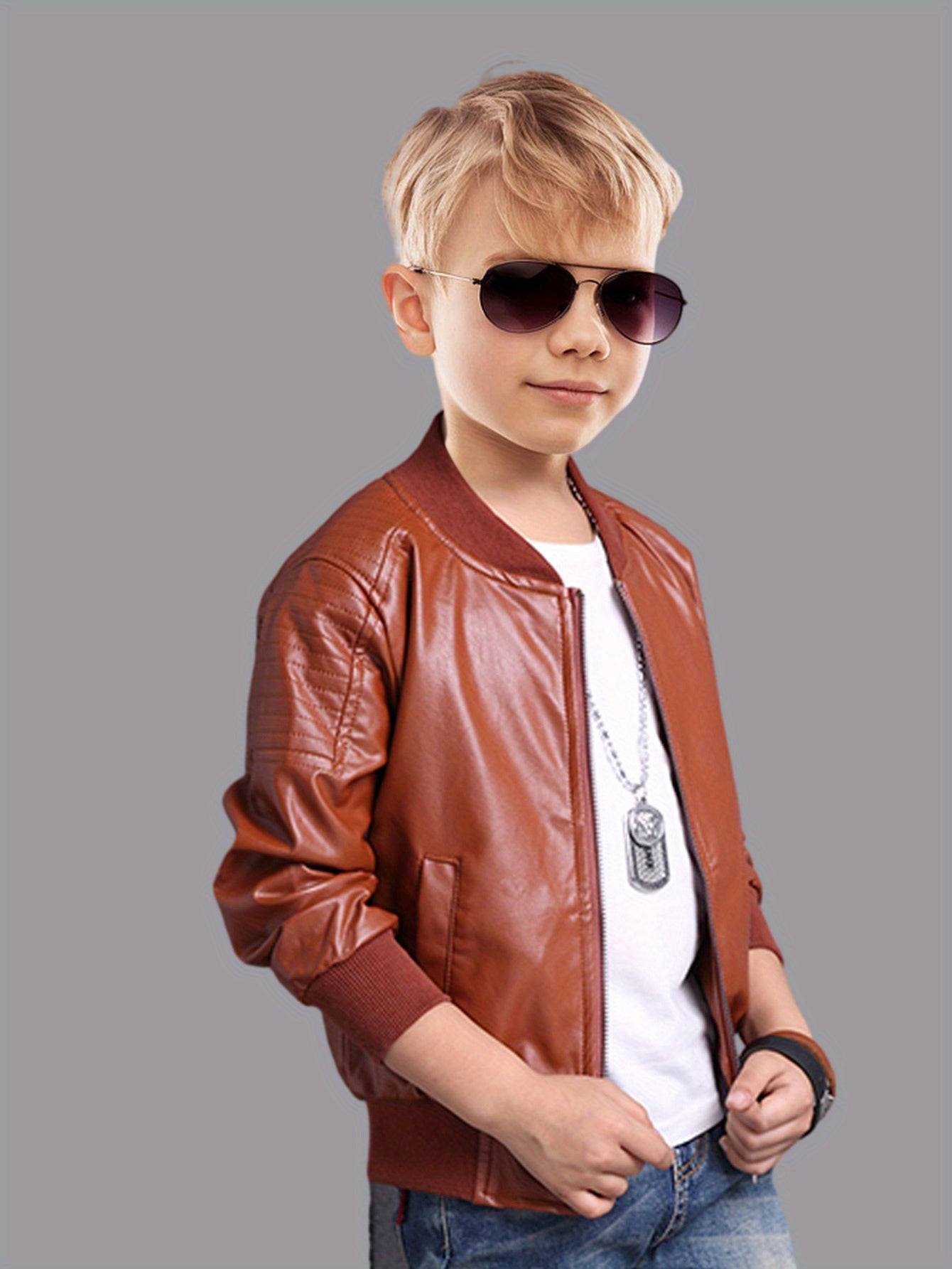 Stoere Jongensjas met Opstaande Kraag en Rits