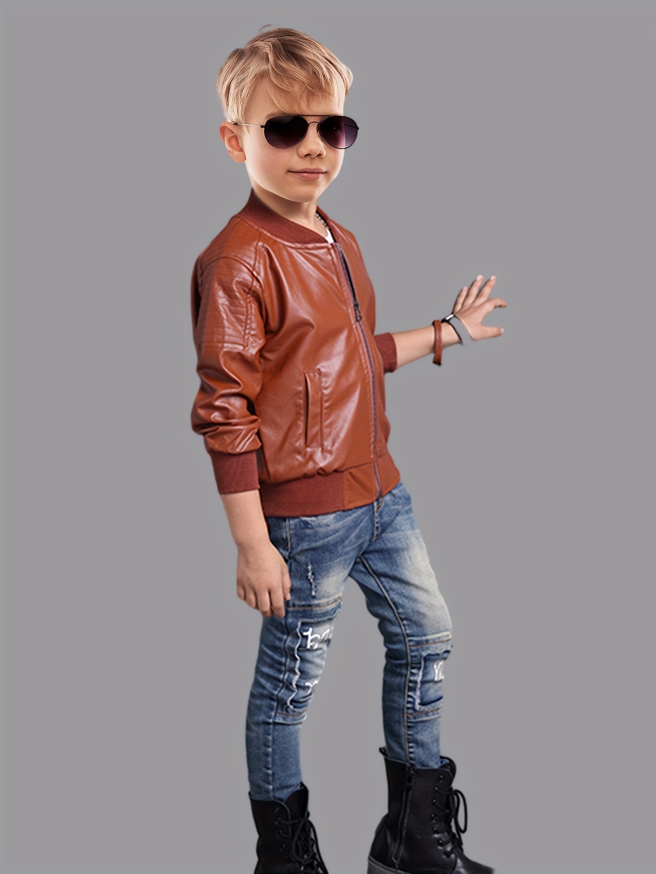 Stoere Jongensjas met Opstaande Kraag en Rits