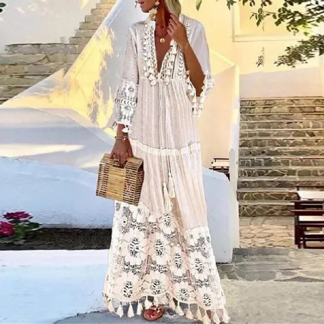 Stralende Lange Jurk - Zonnige Elegantie