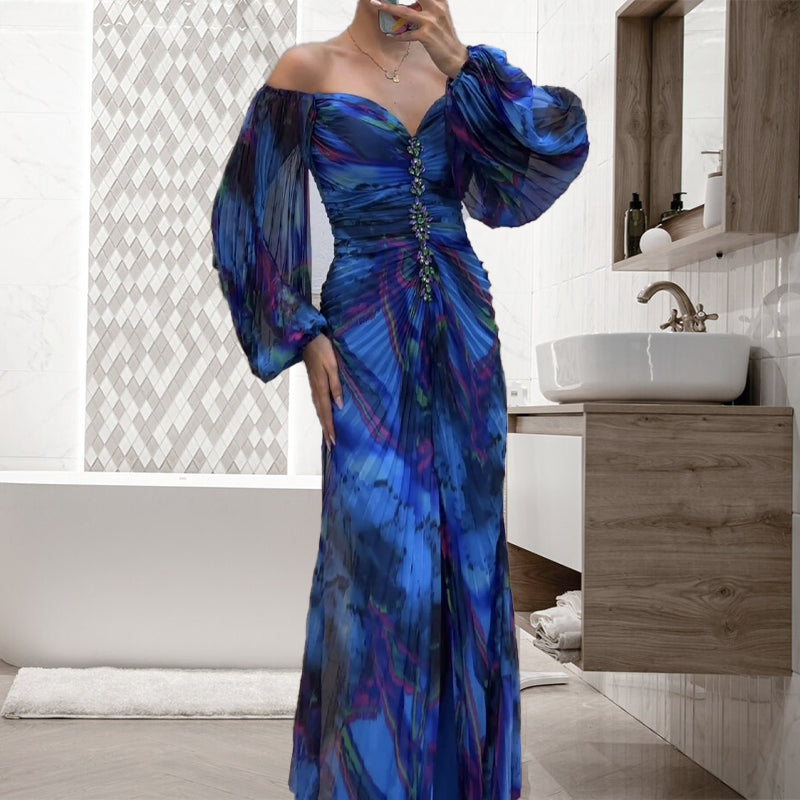 Strapless Geplooide Jurk met Split Rozanne