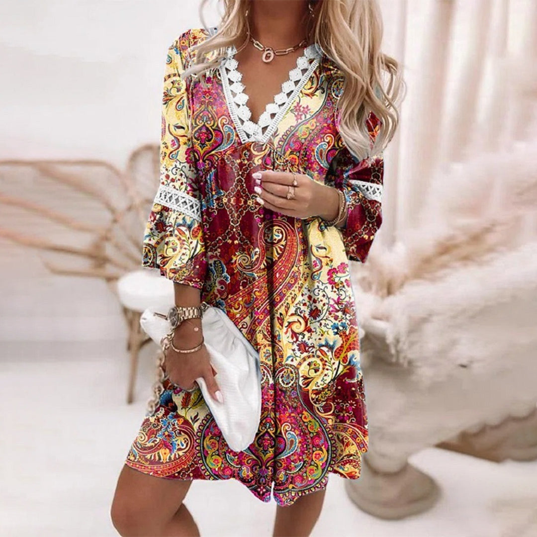 SunBreeze Boho Zomerjurk met Gehaakte Accenten