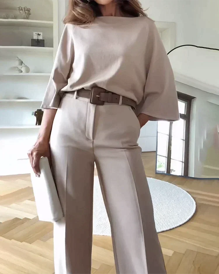 Tweedelige Casual Set met Elegante Riem