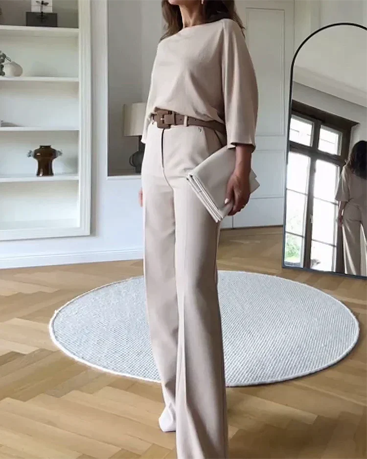 Tweedelige Casual Set met Elegante Riem