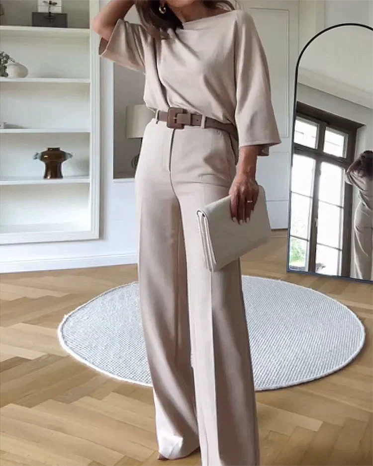 Tweedelige Casual Set met Elegante Riem