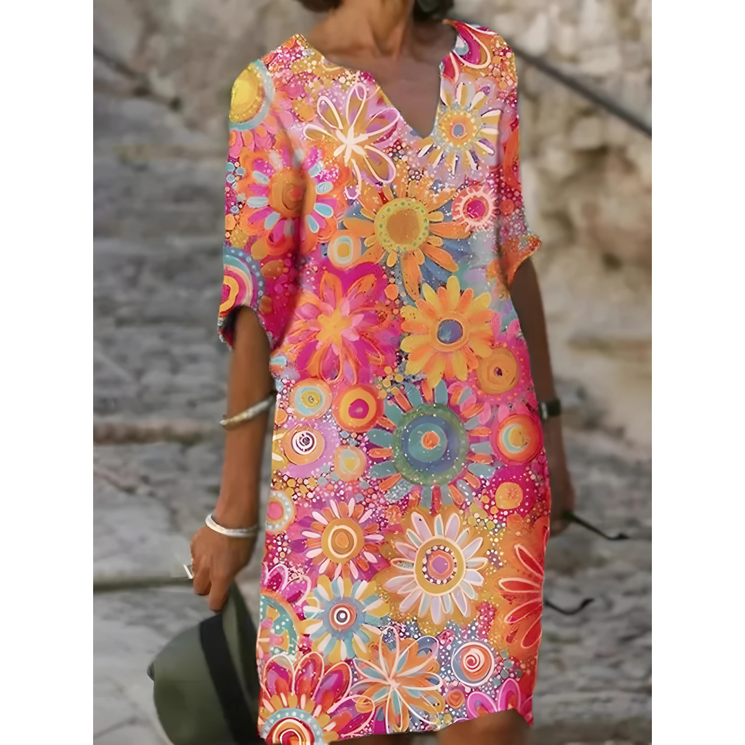 V-hals Bloemenprint Jurk - Jelissa