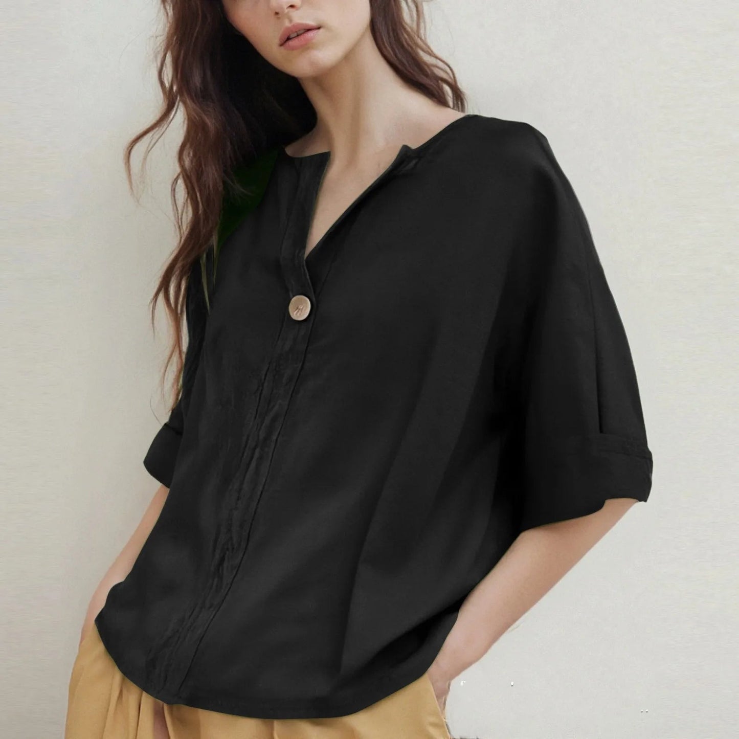 V-hals Blouse met Driekwartmouwen