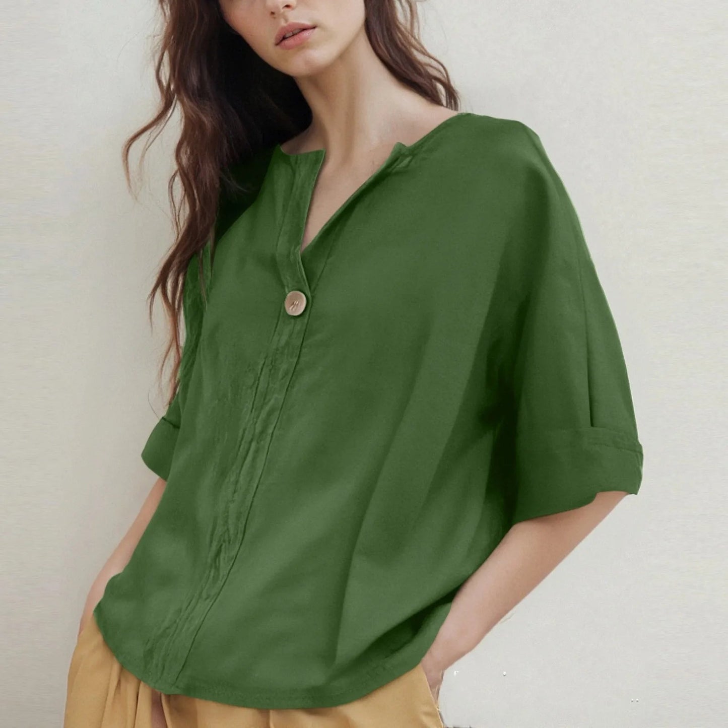 V-hals Blouse met Driekwartmouwen