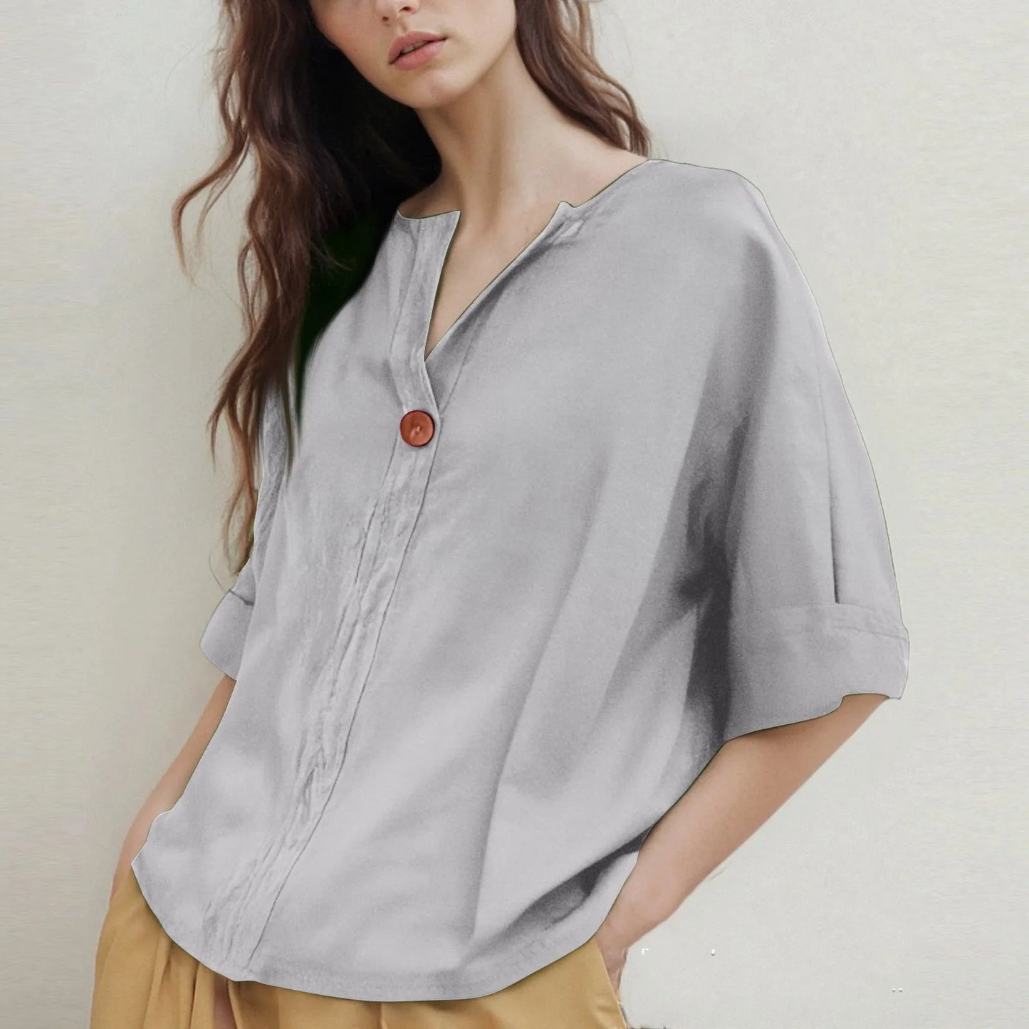 V-hals Blouse met Driekwartmouwen