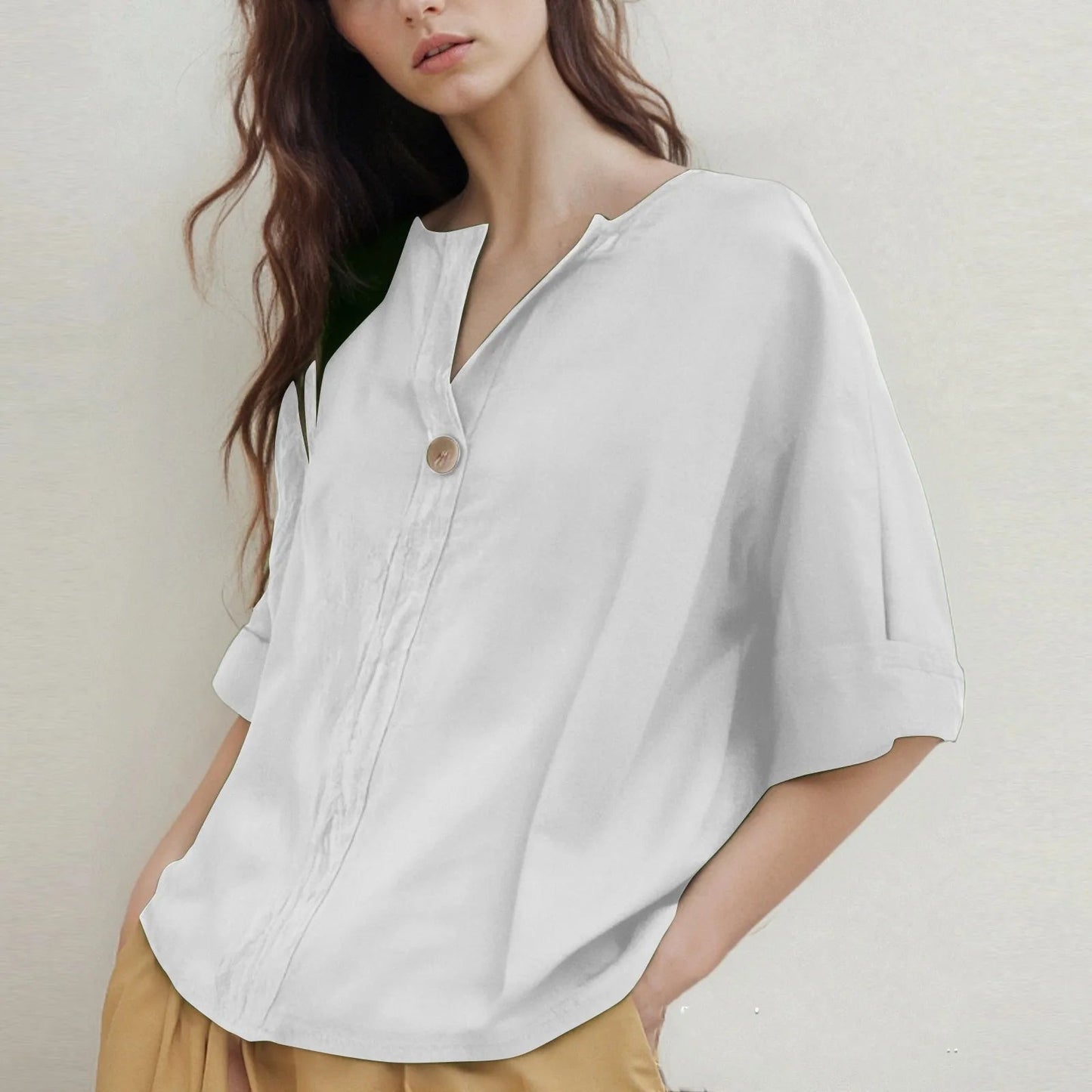 V-hals Blouse met Driekwartmouwen