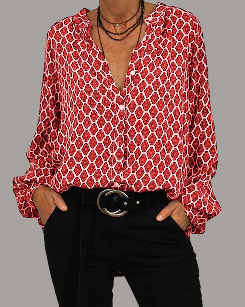 V-hals Damesblouse Geometrisch - Zara
