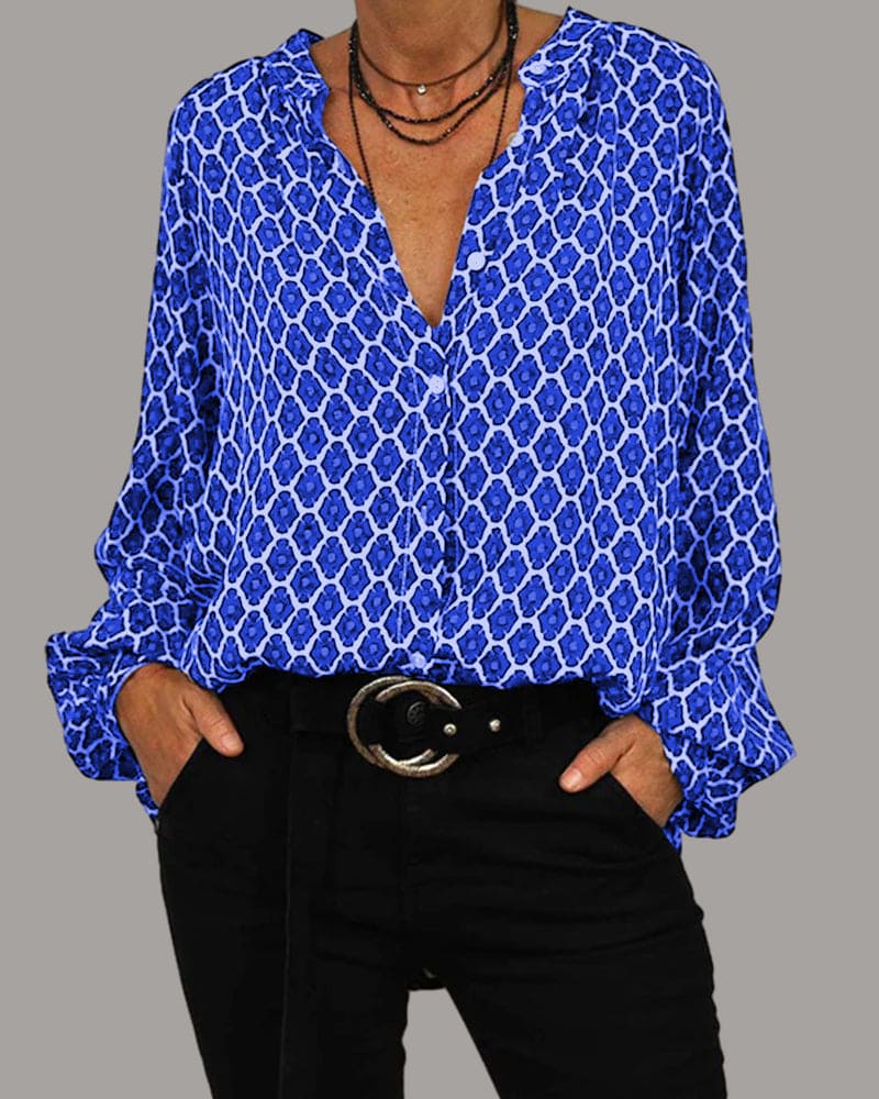 V-hals Damesblouse Geometrisch - Zara