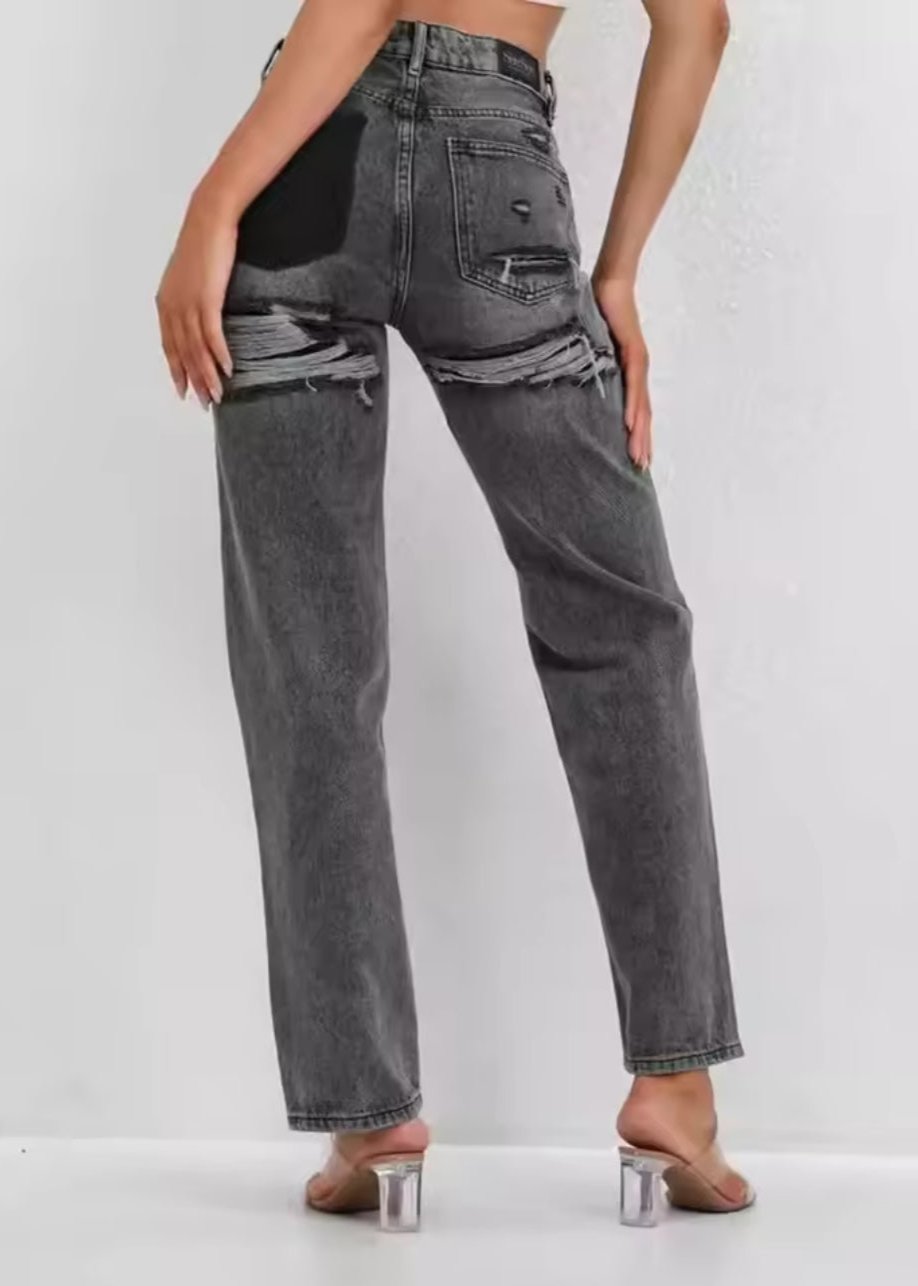 Vintage Dames Spijkerbroek met Ripped Details