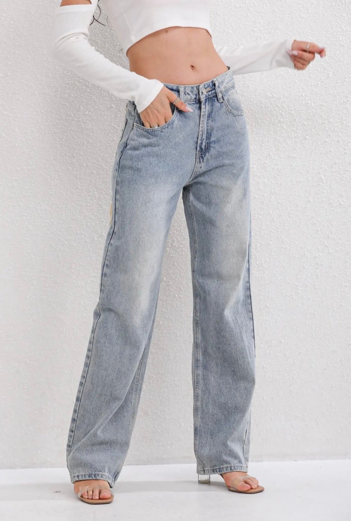 Vintage Dames Spijkerbroek met Ripped Details