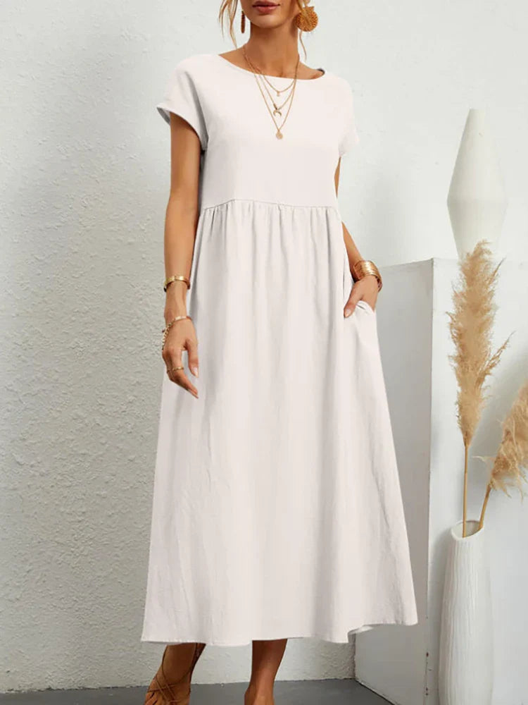 Vintage Katoenen Zomerjurk met O-hals