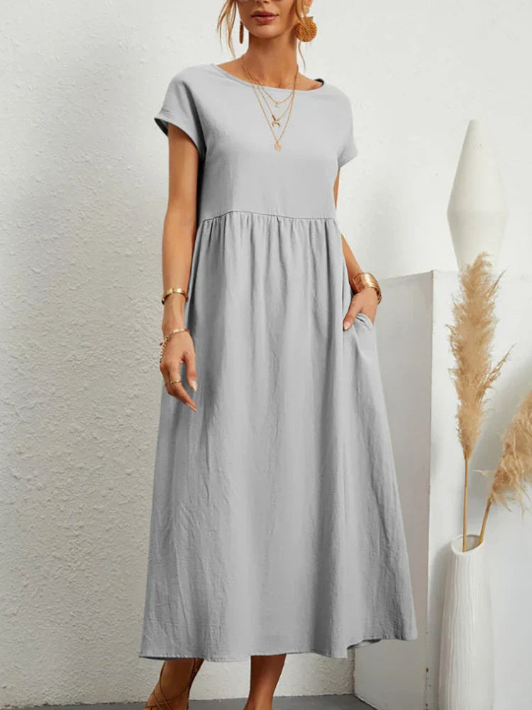 Vintage Katoenen Zomerjurk met O-hals