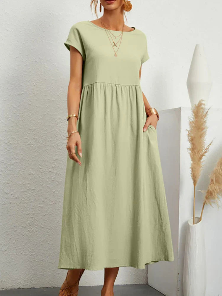 Vintage Katoenen Zomerjurk met O-hals