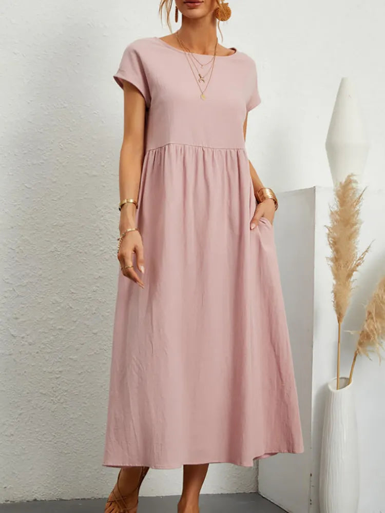 Vintage Katoenen Zomerjurk met O-hals