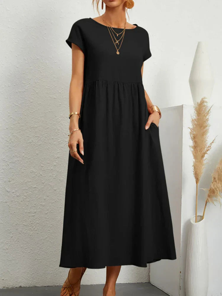 Vintage Katoenen Zomerjurk met O-hals