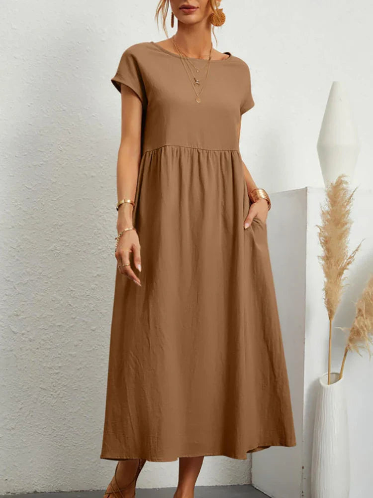 Vintage Katoenen Zomerjurk met O-hals