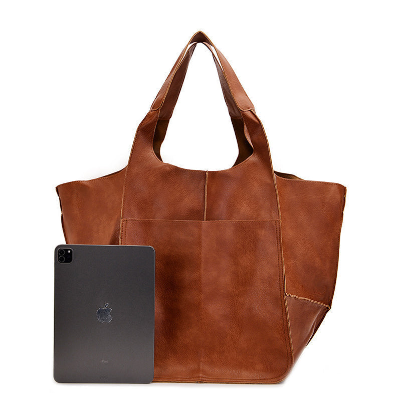 Vintage Oversized Leren Schoudertas Dames