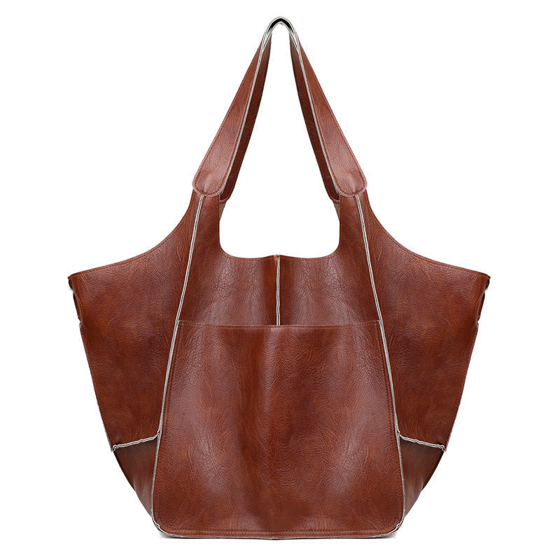 Vintage Oversized Leren Schoudertas Dames