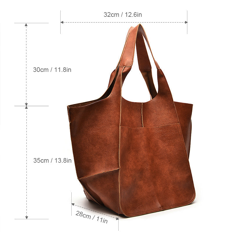 Vintage Oversized Leren Schoudertas Dames