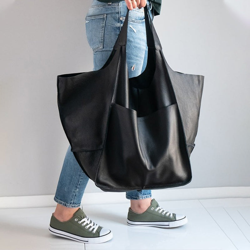 Vintage Oversized Leren Schoudertas Dames