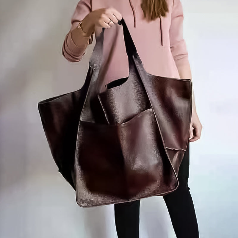 Vintage Oversized Leren Schoudertas Dames