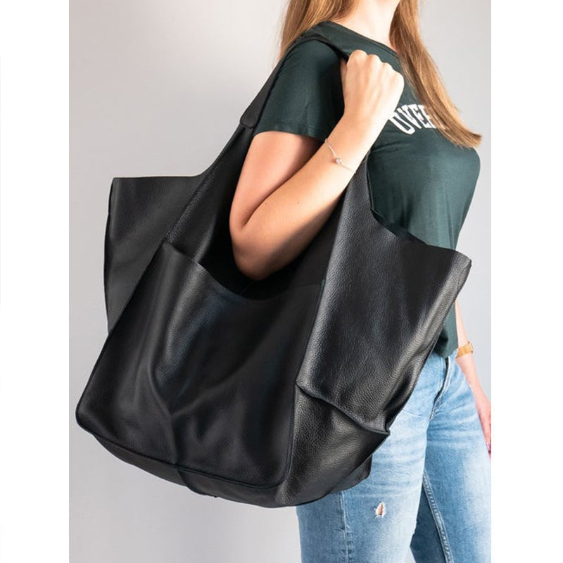 Vintage Oversized Leren Schoudertas Dames