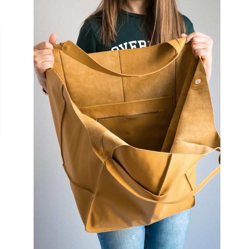 Vintage Oversized Leren Schoudertas Dames