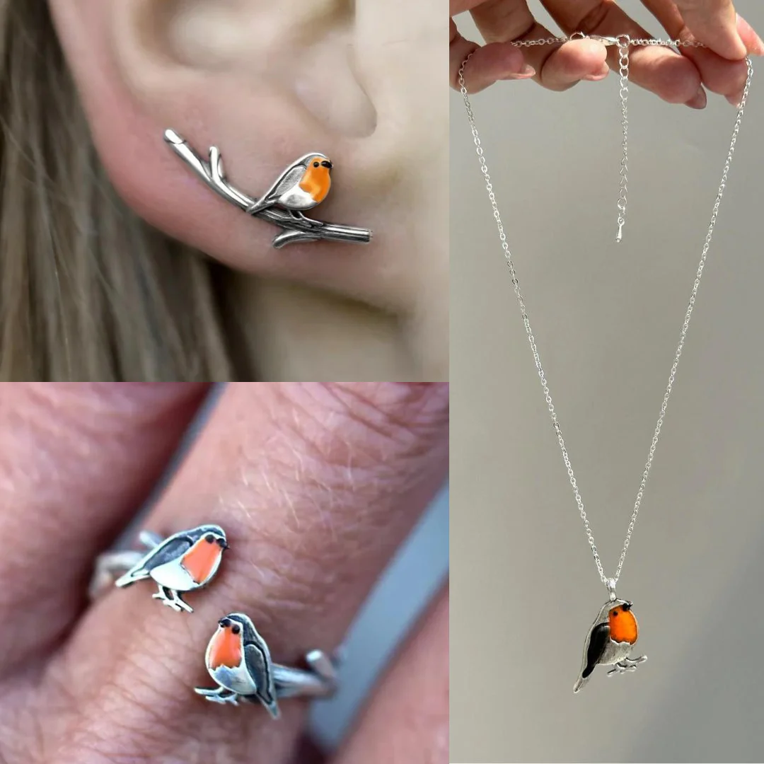 Vogel Design Ring en Ketting Set