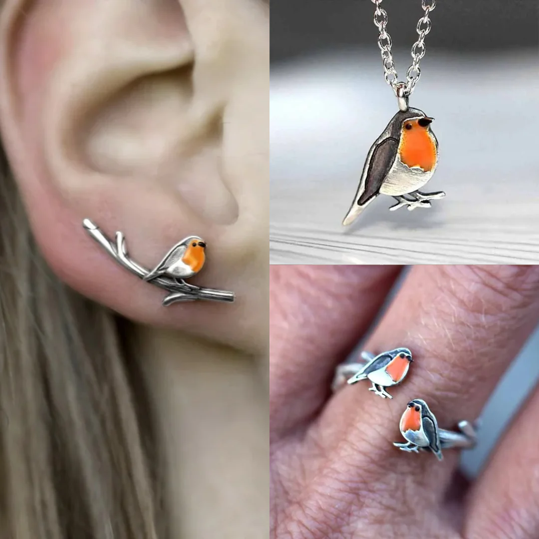 Vogel Design Ring en Ketting Set