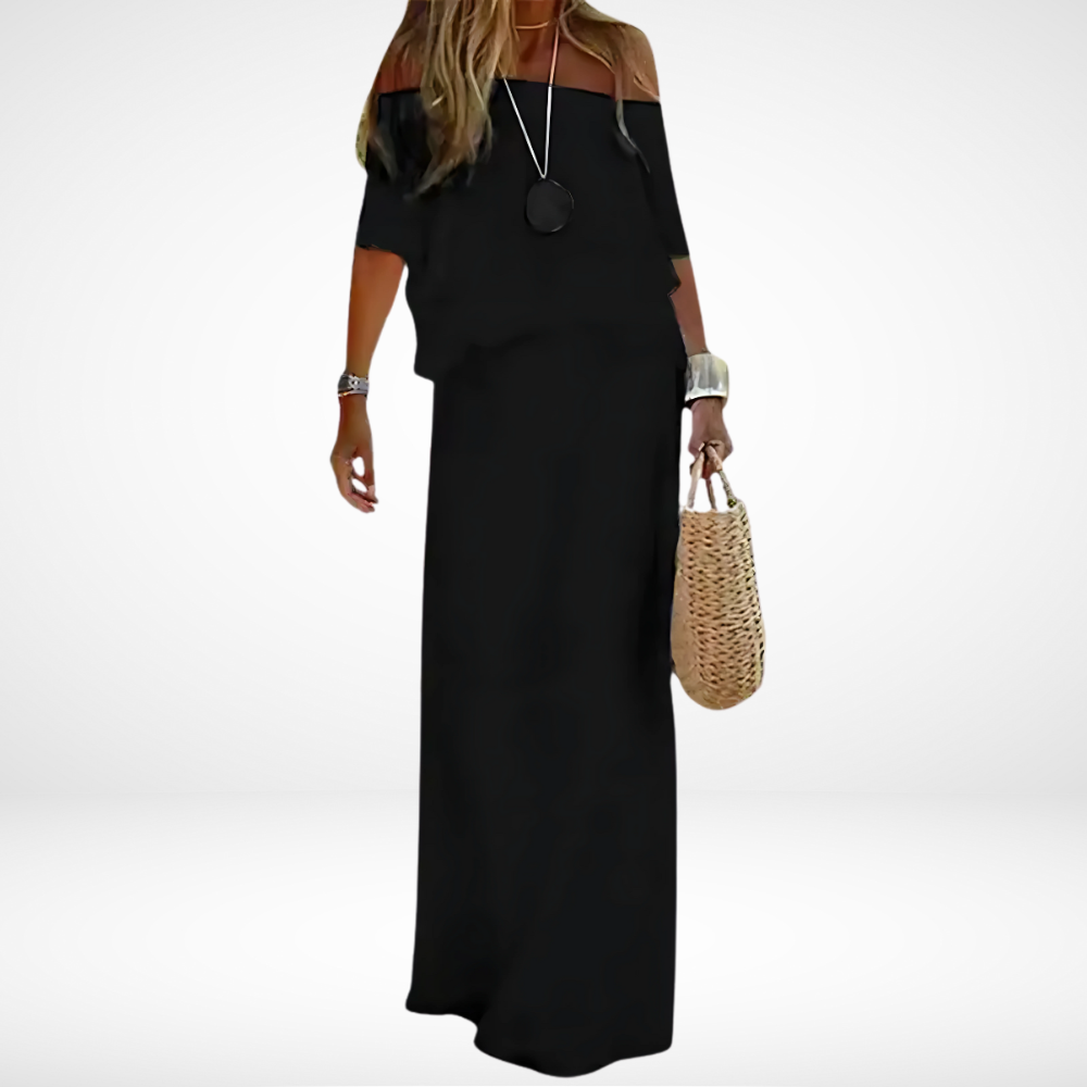 Witte Off-Shoulder Maxi Strandjurk Chiffon