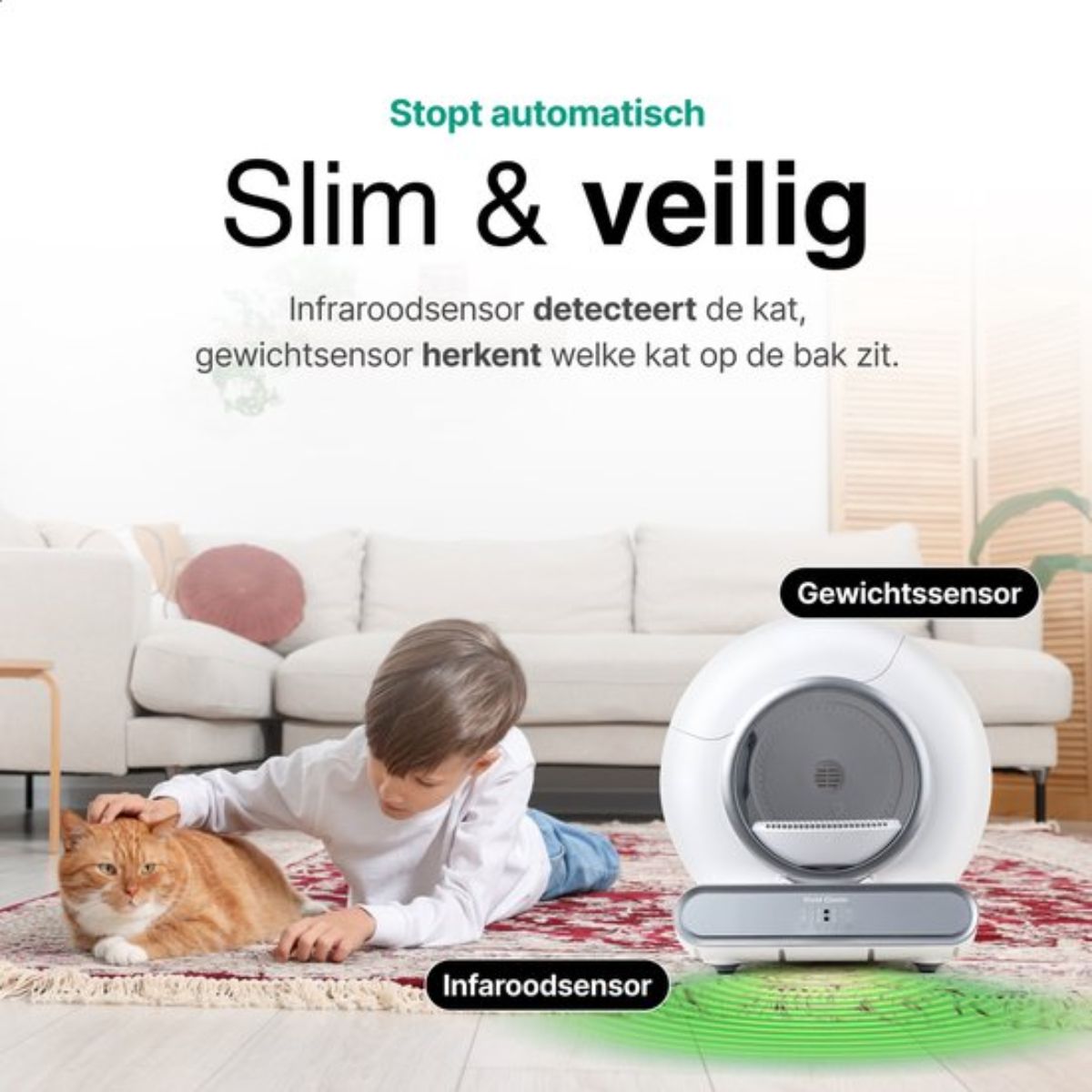 Zelfreinigende Automatische Kattenbak met Slimme Functies