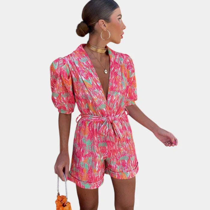 Zomerjumpsuit met Print en Taille Riem