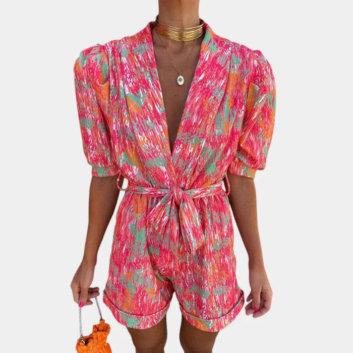 Zomerjumpsuit met Print en Taille Riem