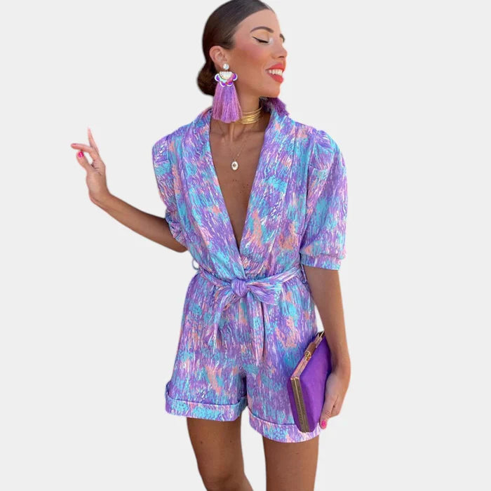 Zomerjumpsuit met Print en Taille Riem