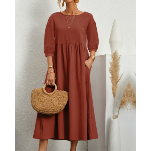 Zomerjurk met Smockdetail en Midi-lengte