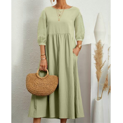 Zomerjurk met Smockdetail en Midi-lengte
