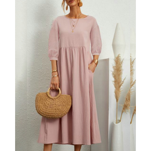 Zomerjurk met Smockdetail en Midi-lengte